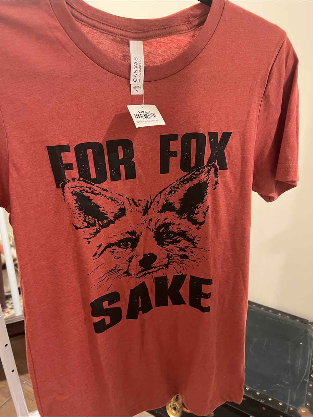 'For Fox Sake' Graphic Tee - Rust Red with Black Print